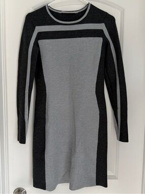 Athleta Grey & Charcoal Striped Knit Top
